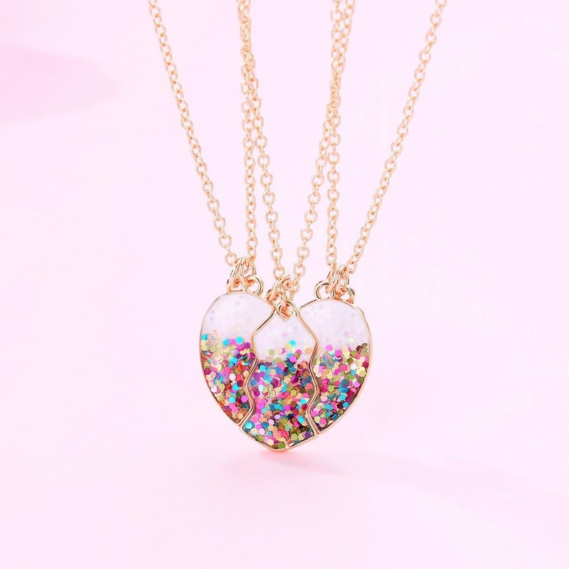 DOYYCA Friendship Necklace Best Friend Necklace for 3 Girls Magnetic Matching Heart Pendant BFF Necklaces for Sister - Image 2